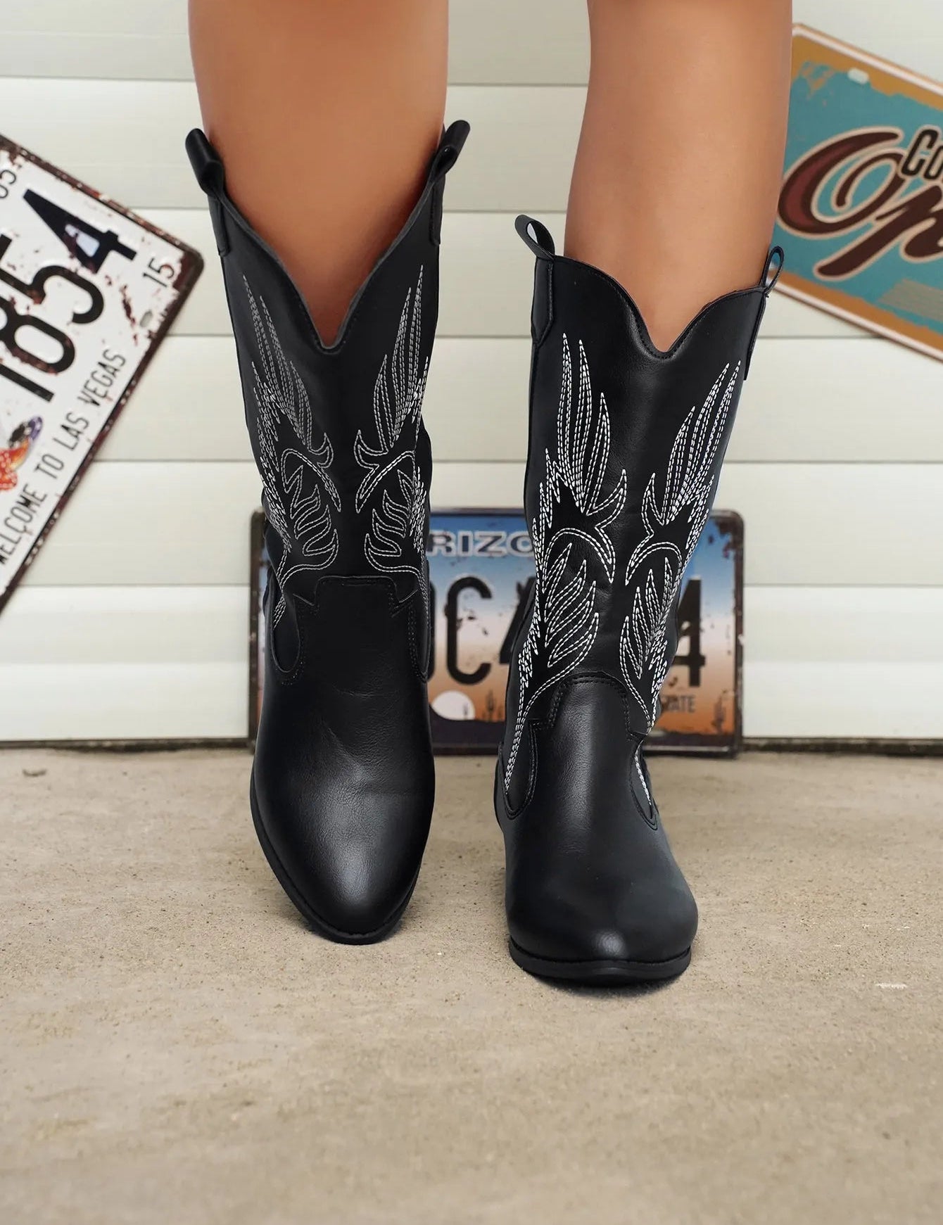 AMELIA | Stylowe kowbojskie buty ze skóry PU z miękką podszewką 13