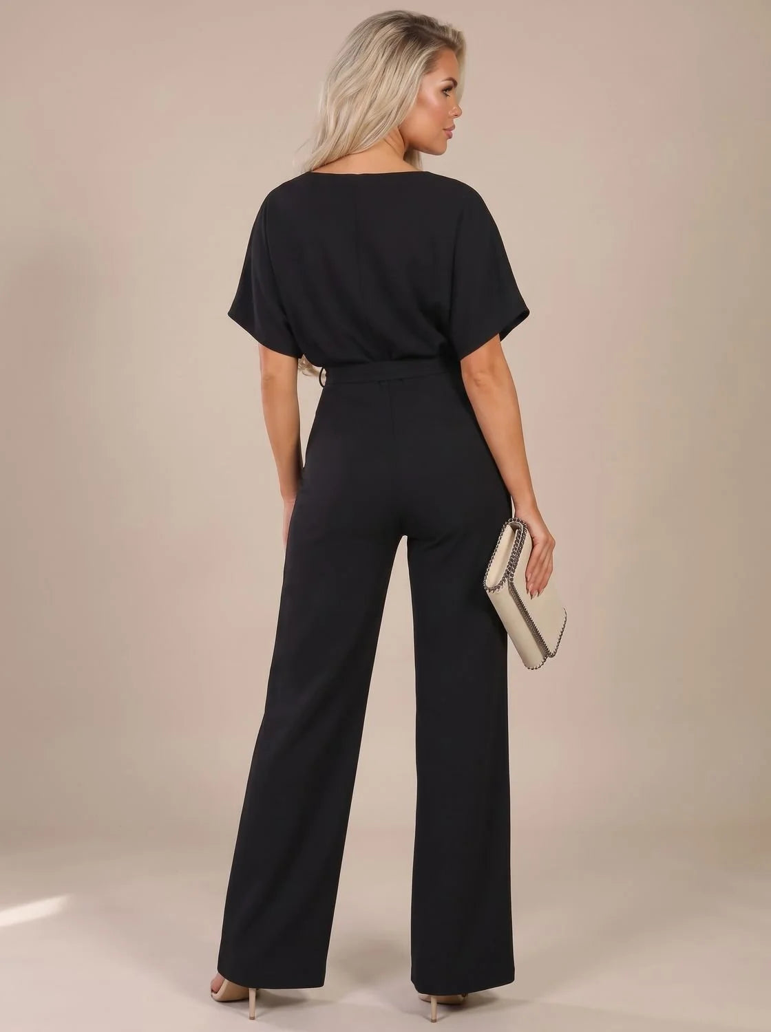 Annika | Damen Jumpsuit mit Bindegürtel und weitem Bein 5