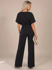 Annika | Damen Jumpsuit mit Bindegürtel und weitem Bein 5