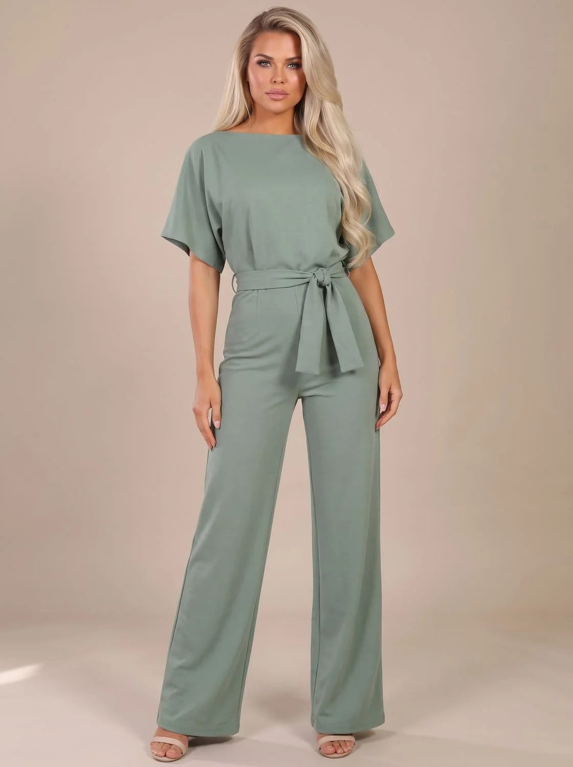 Annika | Damen Jumpsuit mit Bindegürtel und weitem Bein 6