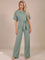 Annika | Damen Jumpsuit mit Bindegürtel und weitem Bein 6