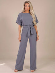 Annika | Damen Jumpsuit mit Bindegürtel und weitem Bein 7