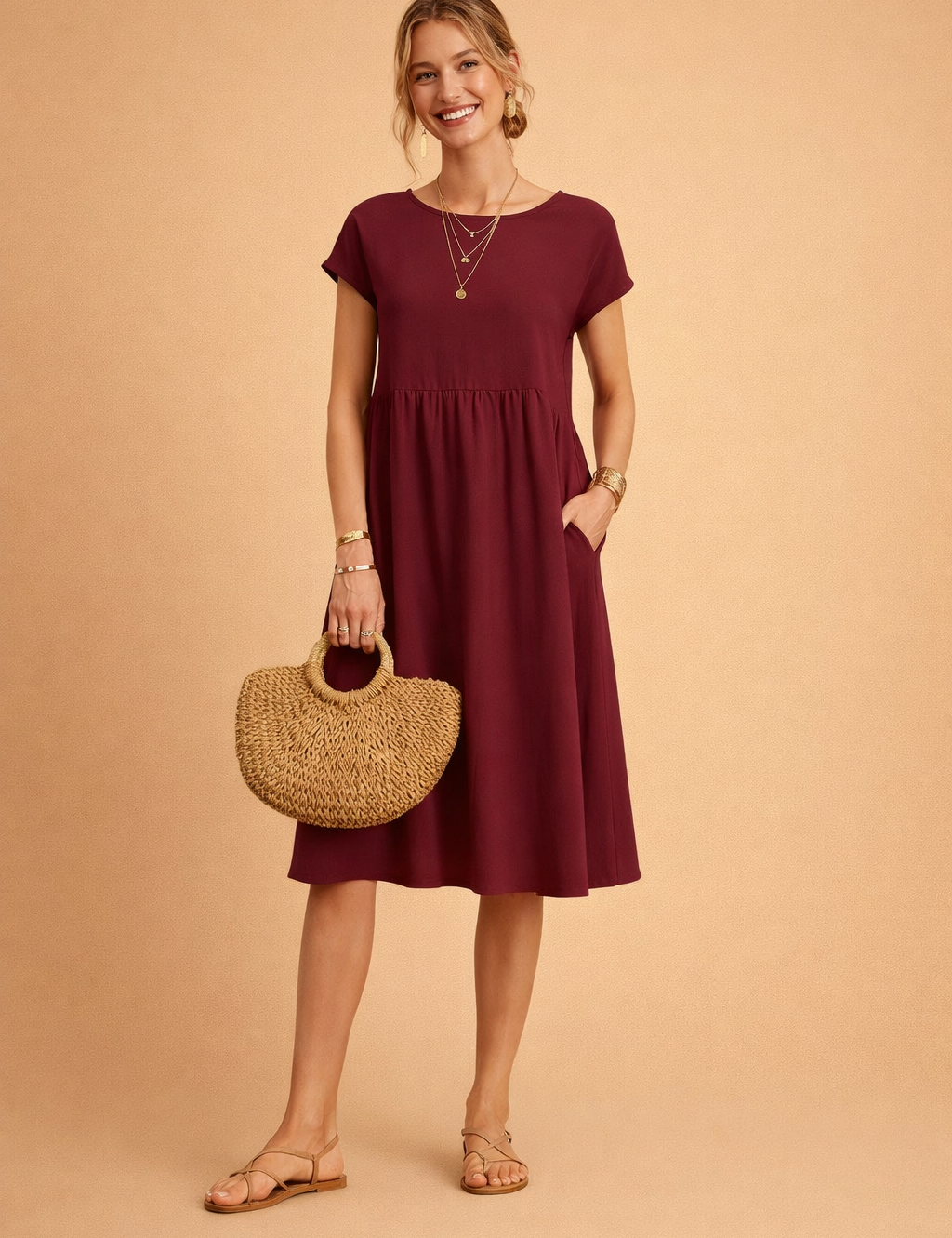 JUDY | Sukienka letnia midi basic