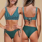 Bikini Damskie z Wiązanym Dołem i Kopertową Górą - Stylowy Wybór na Plażę 1