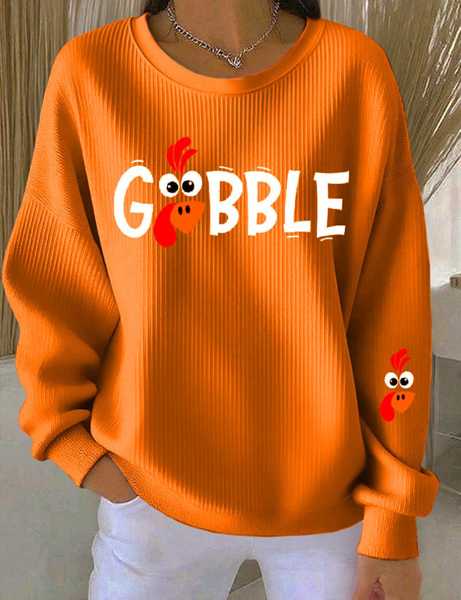 Bluza Damska Gobble Season Swobodna Jesienna na Święto Dziękczynienia 0
