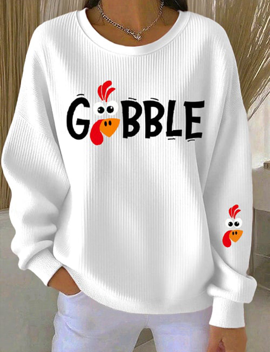 Bluza Damska Gobble Season Swobodna Jesienna na Święto Dziękczynienia 1