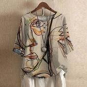 Bluzka w stylu vintage z kwiatowym wzorem dla kobiet 10