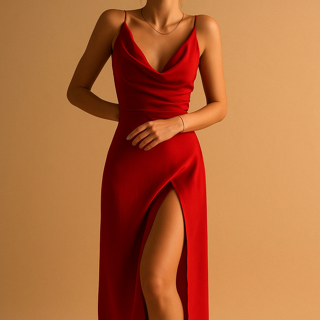 Damska Sukienka Maxi na Wesele z Dekoltem w Kształcie V Luksusowy Materiał 2