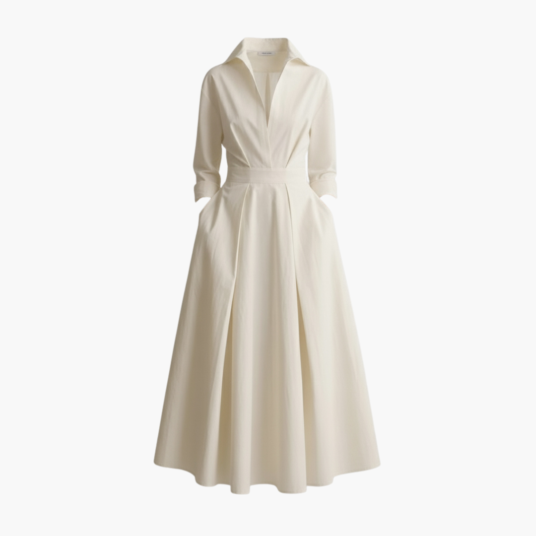 Damska długa sukienka koszulowa z talią i guzikami - elegancka na każdą okazję 1