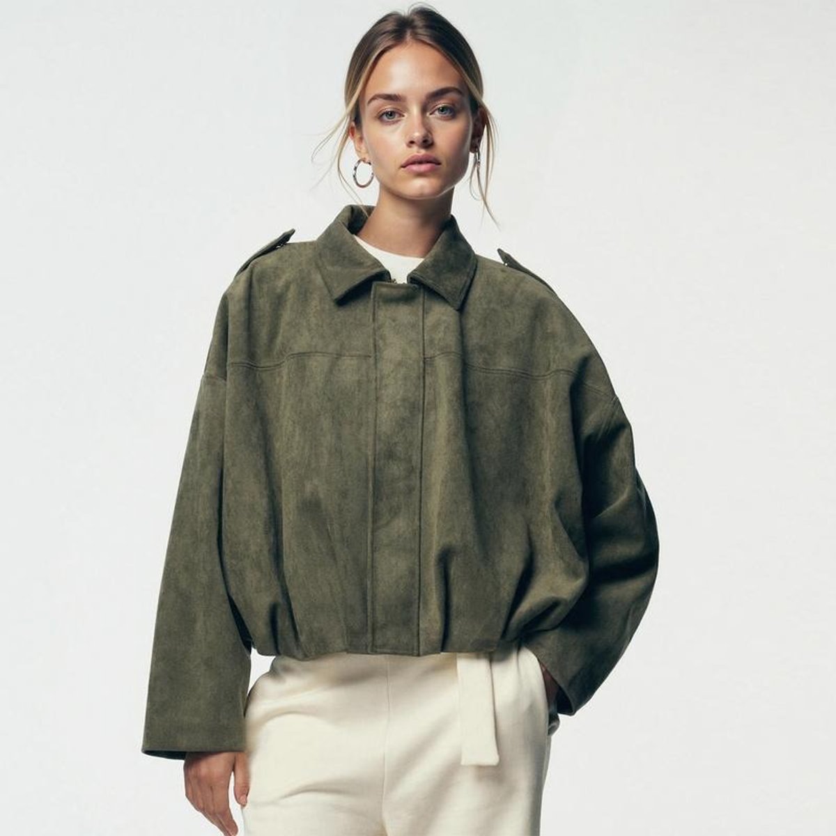 Damska kurtka bomber oversize krótka vintage stylowa na każdą porę roku 5