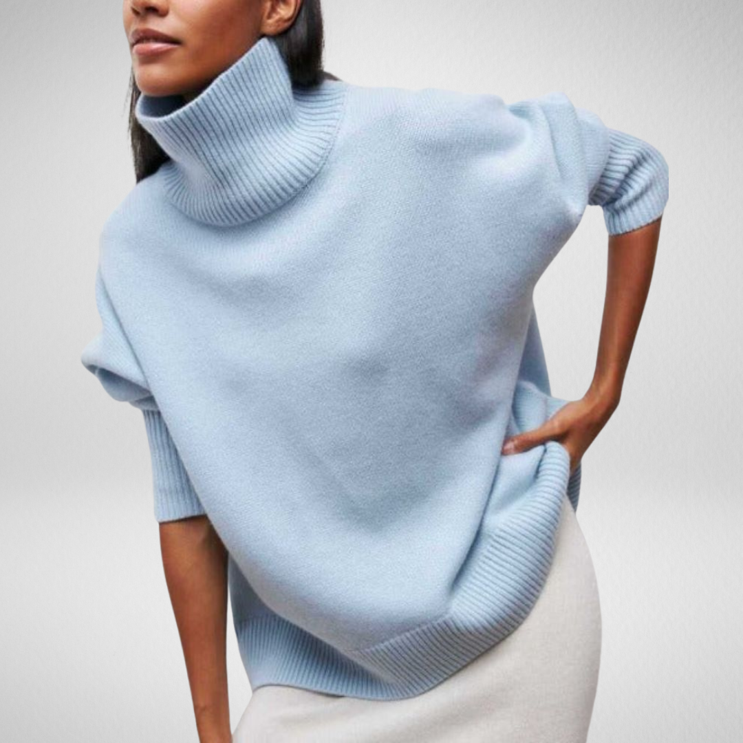 Damski Sweter Oversize z Golfem Linnea Luźny Styl Poncho na Chłodne Dni 1