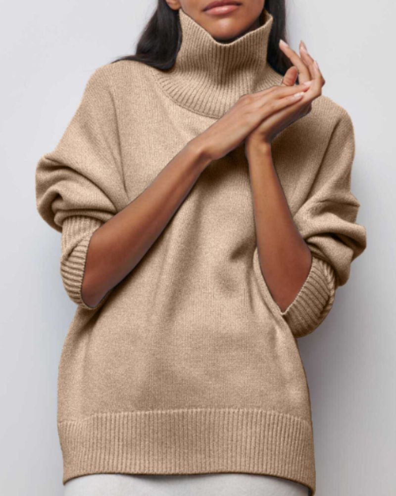 Damski Sweter Oversize z Golfem Linnea Luźny Styl Poncho na Chłodne Dni 3