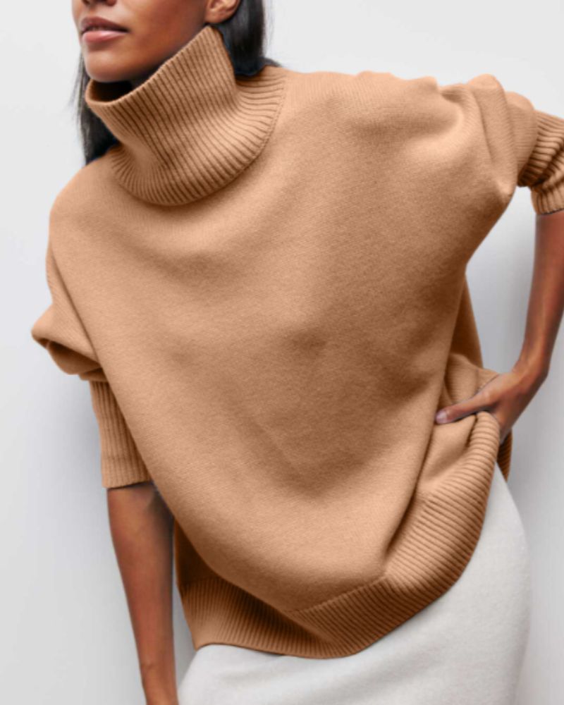 Damski Sweter Oversize z Golfem Linnea Luźny Styl Poncho na Chłodne Dni 5