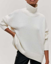 Damski Sweter Oversize z Golfem Linnea Luźny Styl Poncho na Chłodne Dni 8