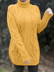 Damski Sweter Oversize z Golfem i Warkoczowym Splotem na Zimę 3