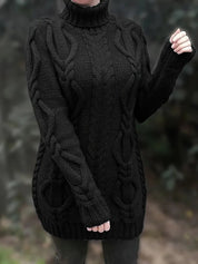 Damski Sweter Oversize z Golfem i Warkoczowym Splotem na Zimę 4