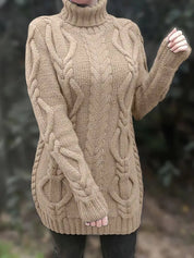 Damski Sweter Oversize z Golfem i Warkoczowym Splotem na Zimę 5