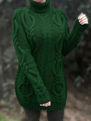 Damski Sweter Oversize z Golfem i Warkoczowym Splotem na Zimę 7