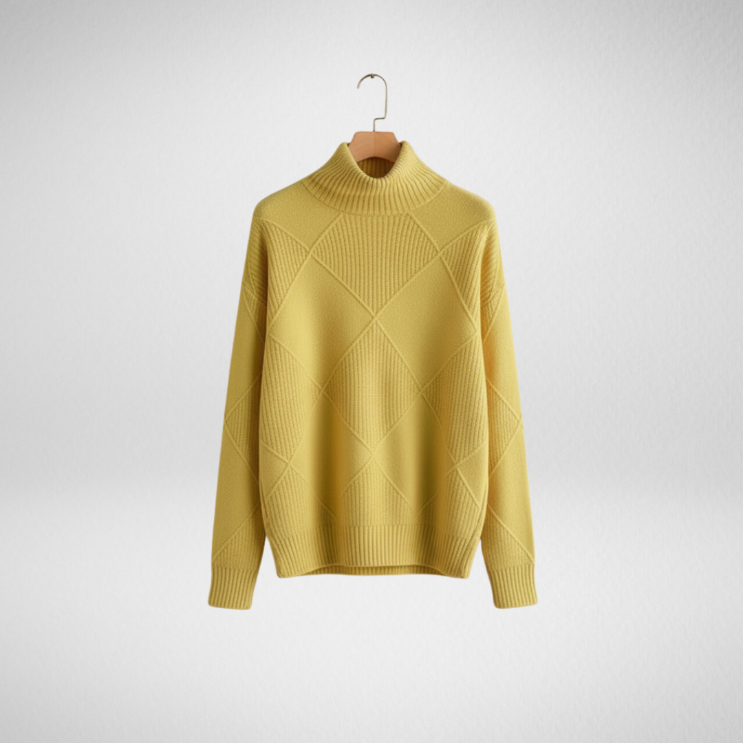 Damski Sweter z Golfem i Wzorem w Romby Lekki i Stylowy 0