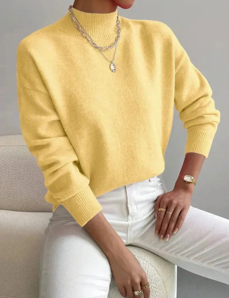 Damski Sweter z Okrągłym Dekoltem Luźny Krój Casual 2