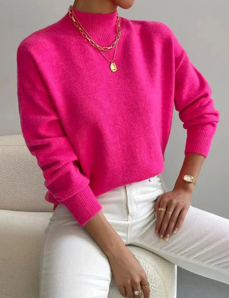 Damski Sweter z Okrągłym Dekoltem Luźny Krój Casual 5