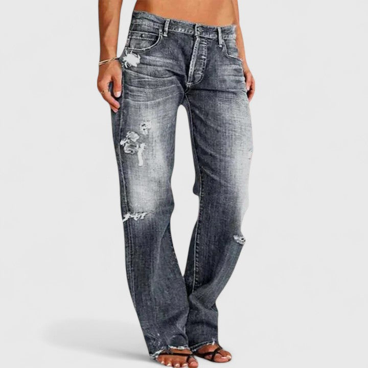 Damskie Jeansy Vintage Luźne, Sprany Wygląd, Modne Jeansy Damskie na Co Dzień 3