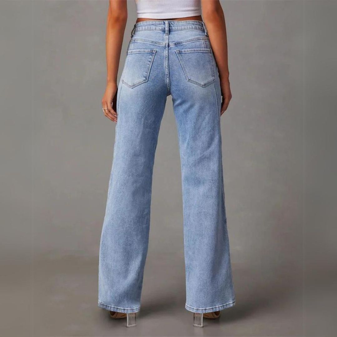 Damskie Jeansy Z Wysokim Stanem I Szerokimi Nogawkami – Styl Vintage, Komfort Na Co Dzień 2