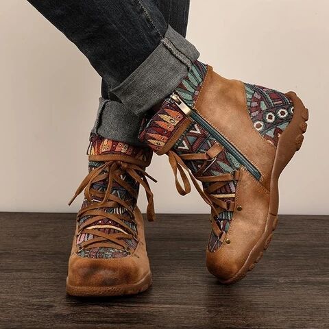 Damskie botki retro boho z wygodnym krojem na co dzień 1