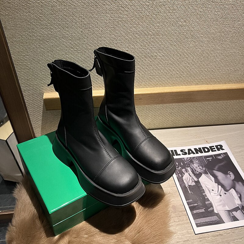 Damskie buty z wysoką platformą i szerokim czubkiem Orthopedic z Arch Support 4