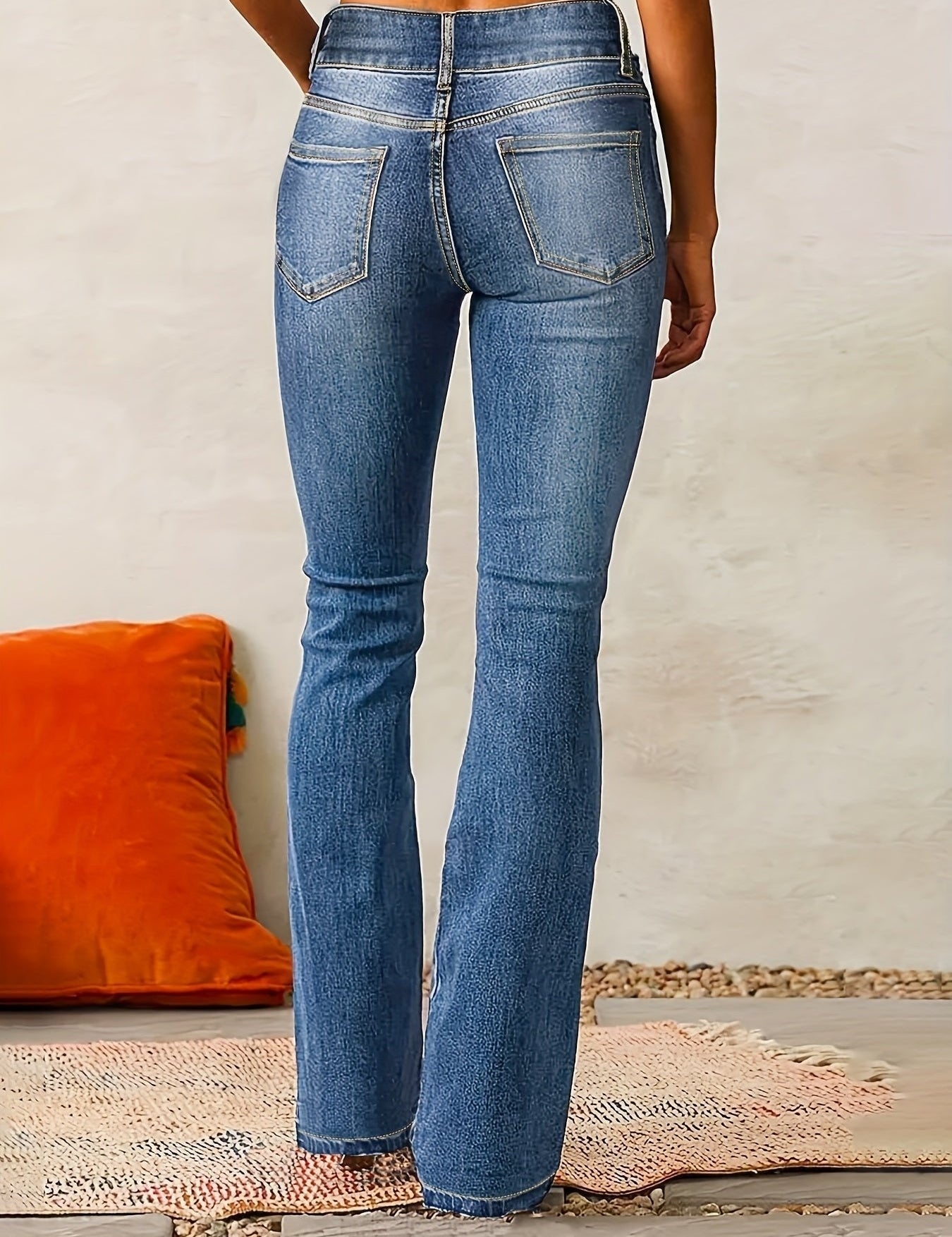 Damskie dżinsy bootcut z wysokim stanem i stretchowym materiałem modelujące sylwetkę 1
