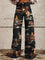 Damskie spodnie Marlene z wysokim stanem i nadrukiem western vintage 0