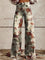 Damskie spodnie Marlene z wysokim stanem i nadrukiem western vintage 1