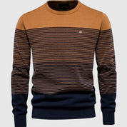 Dominik | Herren Strickpullover Rundhals Streifen-Farbverlauf Langarm 1