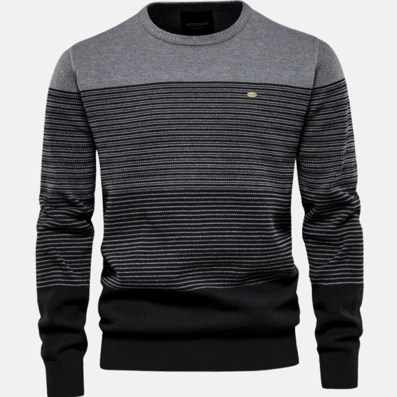 Dominik | Herren Strickpullover Rundhals Streifen-Farbverlauf Langarm 2