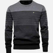 Dominik | Herren Strickpullover Rundhals Streifen-Farbverlauf Langarm 2