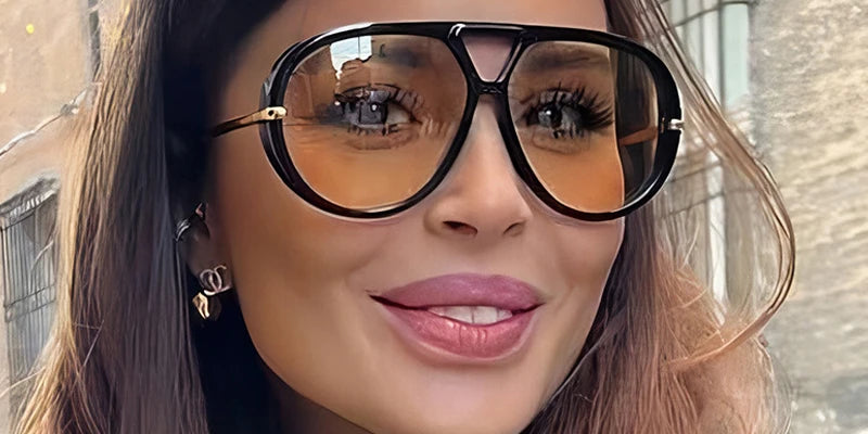 Duże Owalne Okulary Przeciwsłoneczne Damskie UV400 z Metalową Ramą - Stylowe i Eleganckie 0