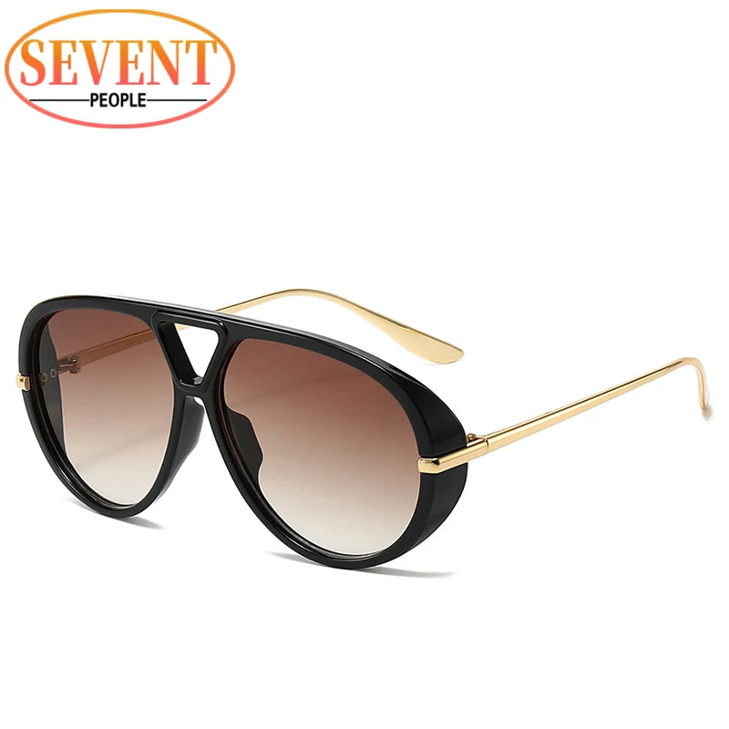 Duże Owalne Okulary Przeciwsłoneczne Damskie UV400 z Metalową Ramą - Stylowe i Eleganckie 12