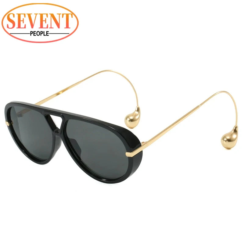 Duże Owalne Okulary Przeciwsłoneczne Damskie UV400 z Metalową Ramą - Stylowe i Eleganckie 17