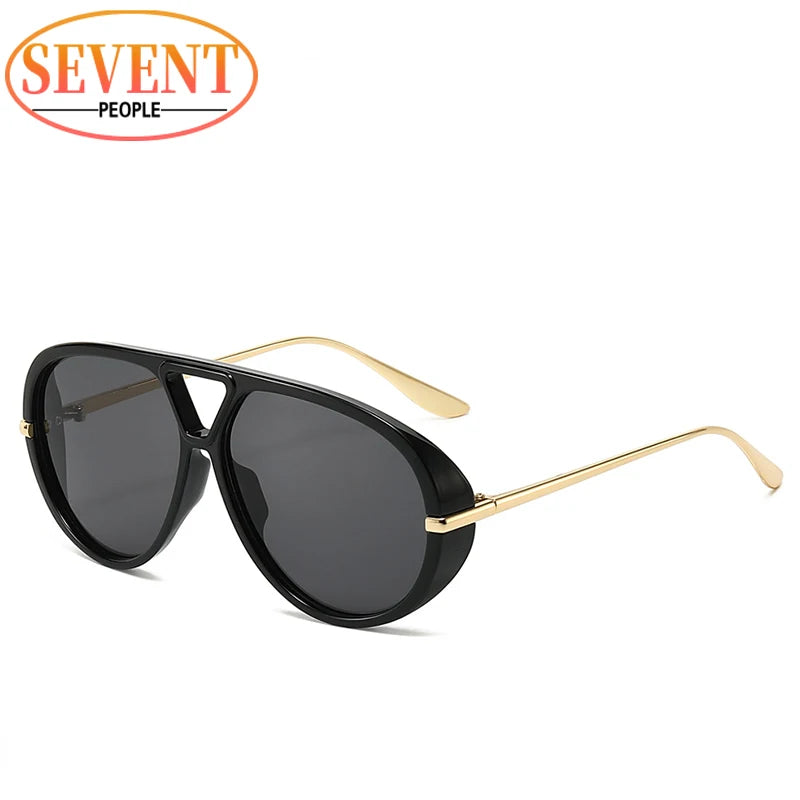 Duże Owalne Okulary Przeciwsłoneczne Damskie UV400 z Metalową Ramą - Stylowe i Eleganckie 18