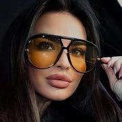 Duże Owalne Okulary Przeciwsłoneczne Damskie UV400 z Metalową Ramą - Stylowe i Eleganckie 2
