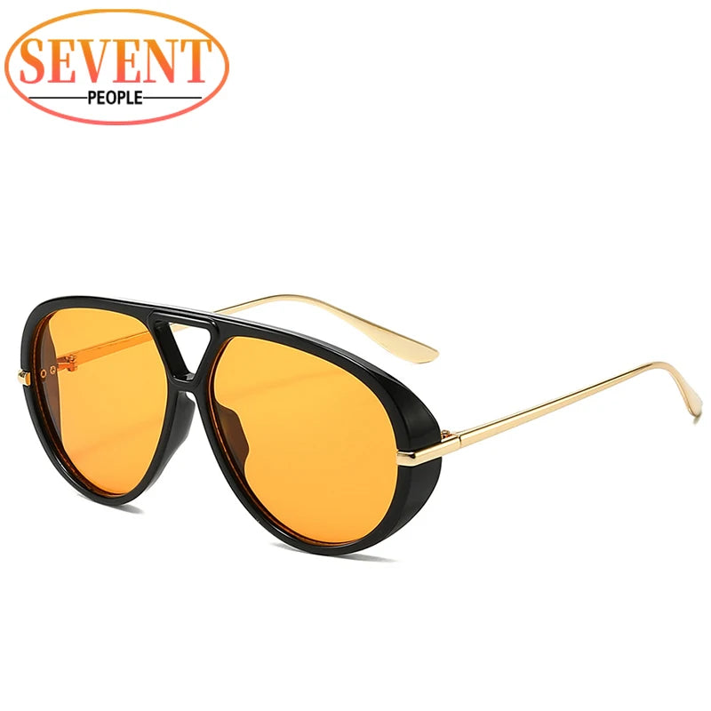 Duże Owalne Okulary Przeciwsłoneczne Damskie UV400 z Metalową Ramą - Stylowe i Eleganckie 6