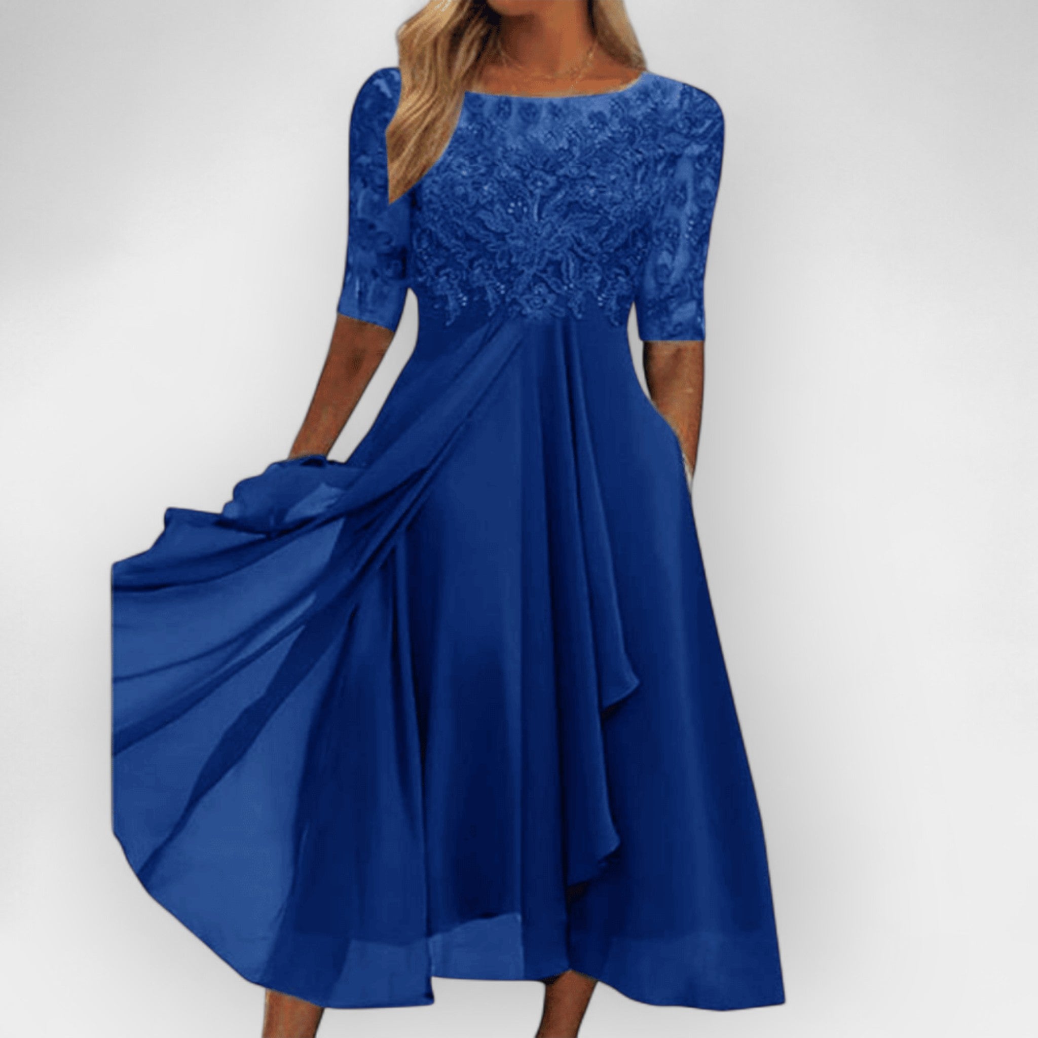 Elegancka Sukienka Damska Midi w Linii A na Wesele i Letnie Przyjęcia, Stylowe Sukienki Wieczorowe 4