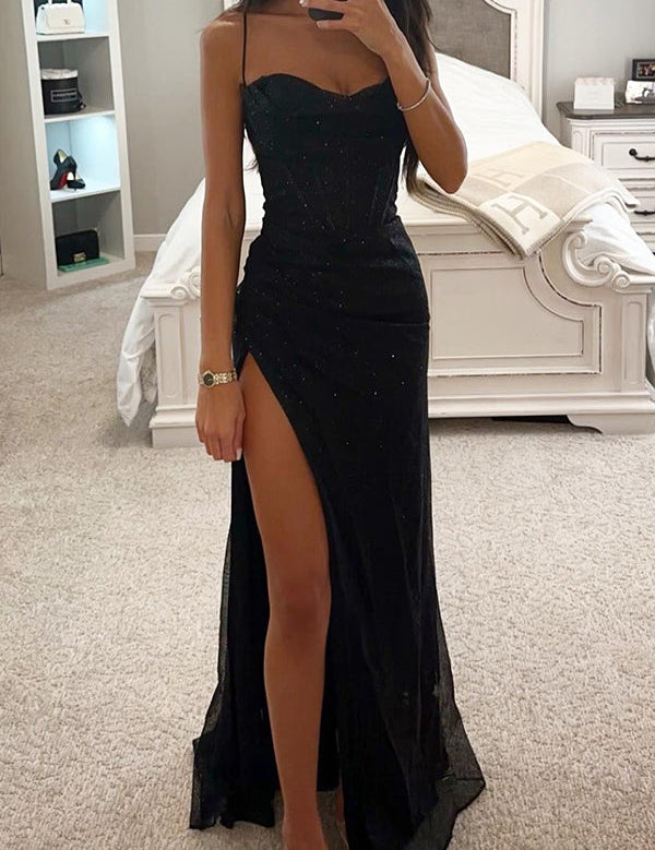 Elegancka Sukienka Maxi Z Cekinami Na Wesele, Długa Sukienka Wieczorowa Maxi, Slim Fit, Stylowa Na Uroczystości 0