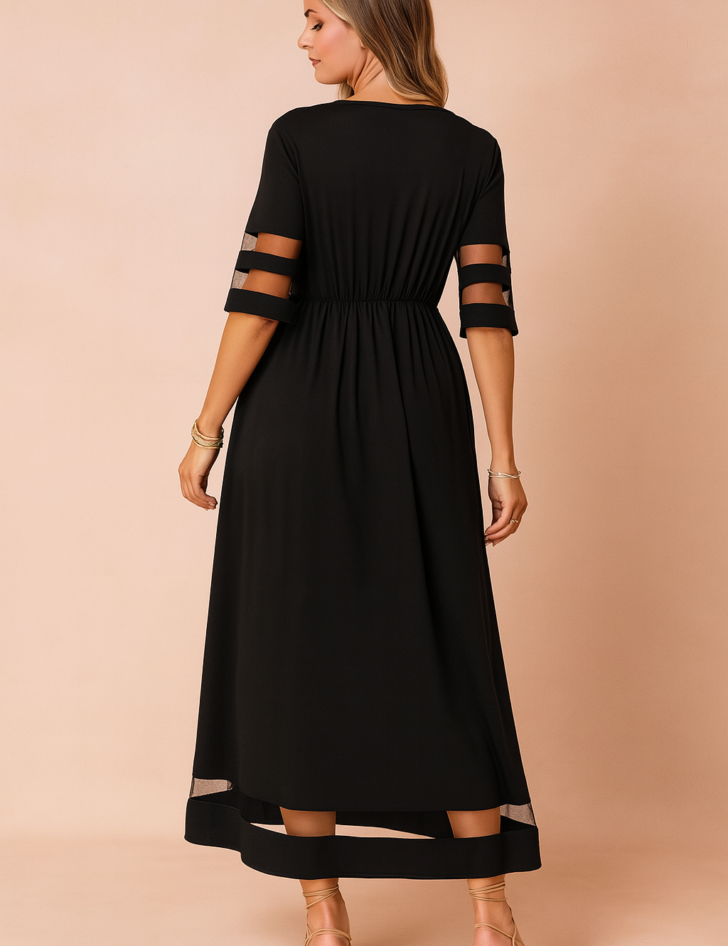 Elegancka sukienka maxi damska z kieszeniami, wysokiej jakości tkanina 2