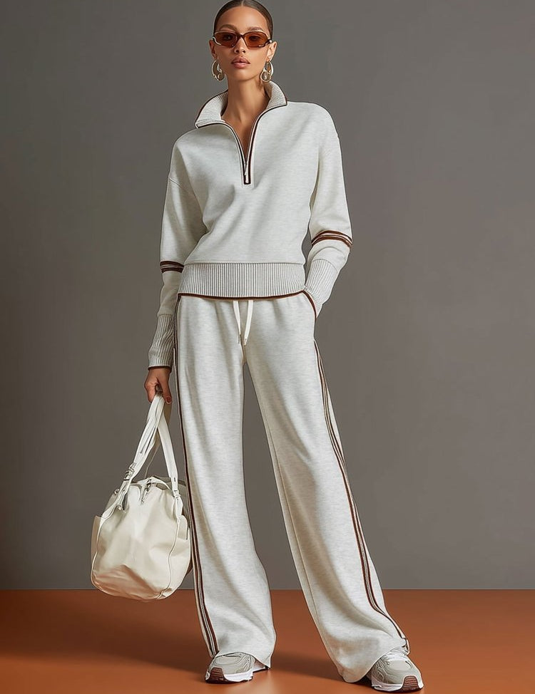 Elegancki Komplet Damski Diana – Luźny Dres Damski Komplet z Szerokimi Nogawkami i Stylowym Topem 1