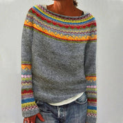 Elegancki sweter damski z dzianiny w stylu nordyckim na zimę 0