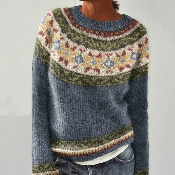 Elegancki sweter damski z dzianiny w stylu nordyckim na zimę 4
