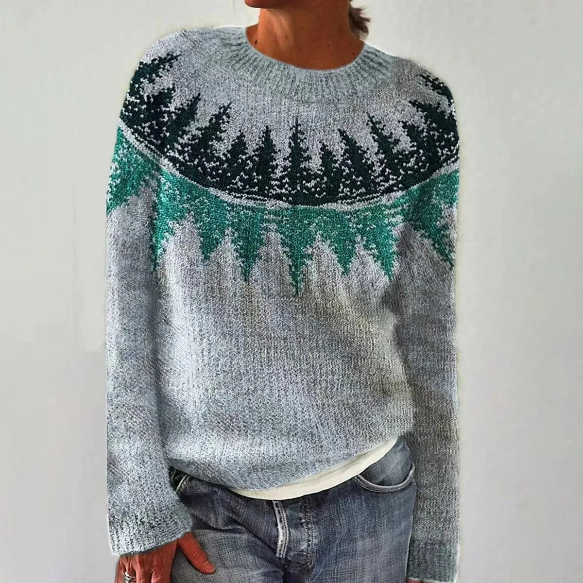 Elegancki sweter damski z dzianiny w stylu nordyckim na zimę 5