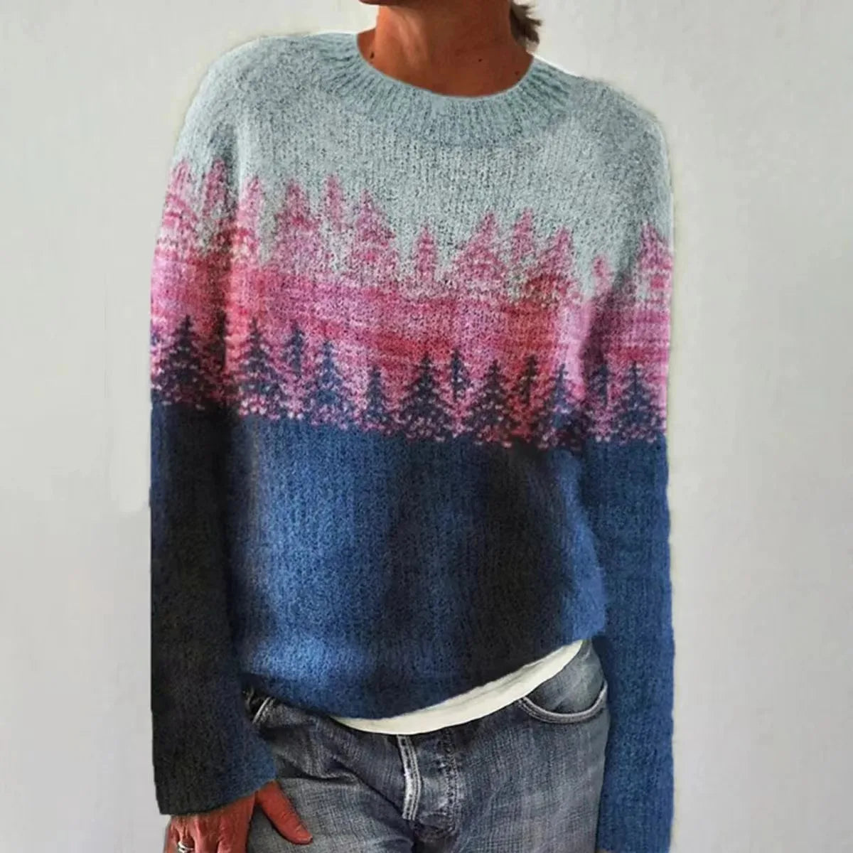 Elegancki sweter damski z dzianiny w stylu nordyckim na zimę 6