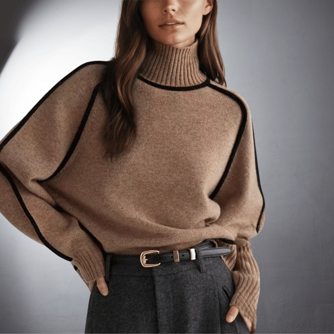 Elegancki sweter z golfem damski na jesień i zimę komfortowy i miękki 2